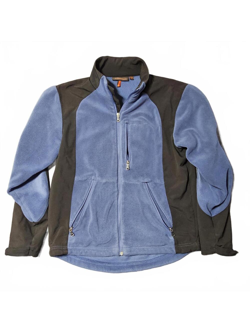 Hawke & Co Men Large Fleece Jacket Shacket Full Zip Blue Black Layering Full Zip